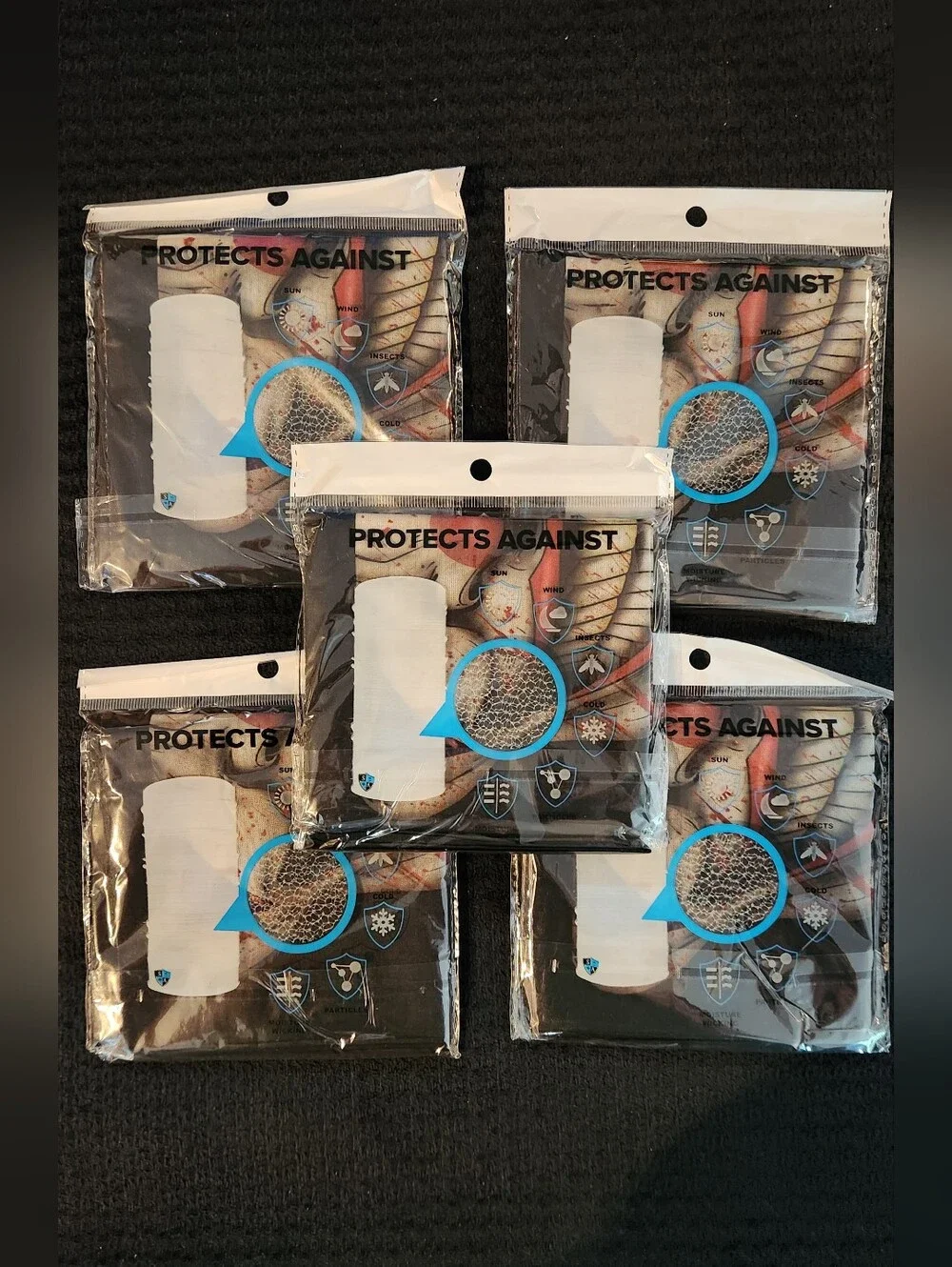 Set Of 5 Joker Face SA Neck Gaiters Face Shields Bandanas Fishing Must Have NEW
